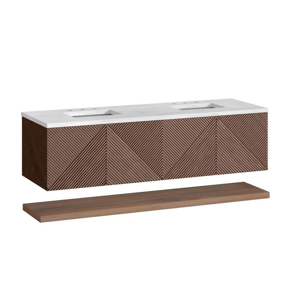 James Martin Vanities Marcello 72" Chestnut Bathroom Vanity with Arctic Fall Top