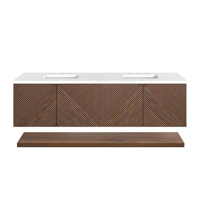 James Martin Vanities Marcello 72" Chestnut Bathroom Vanity with Quartz Top