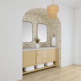 James Martin Vanities Marigot 72" Double Bathroom Vanity in Sunwashed Oak with Arctic Fall Top