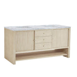 James Martin Vanities Marigot 72" Double Bathroom Vanity in Sunwashed Oak with Carrara White Marble Top