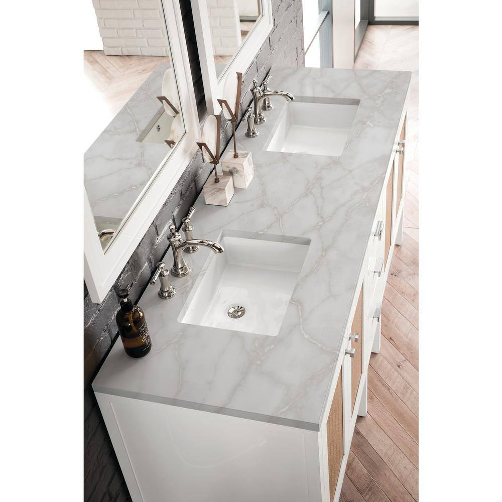 James Martin Vanities Addison 72" Double Bathroom Vanity in Glossy White with Quartz Top