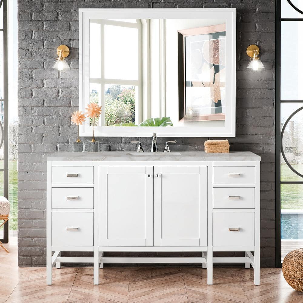 James Martin Vanities Addison 72" Double Bathroom Vanity in Glossy White with Quartz Top