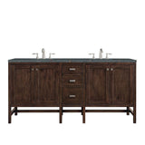 James Martin Vanities Addison 72" Double Vanity in Mid-Century Acacia with Parisien Bleu Quartz Top