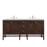 James Martin Vanities Addison 72" Double Vanity in Mid-Century Acacia with Quartz Top