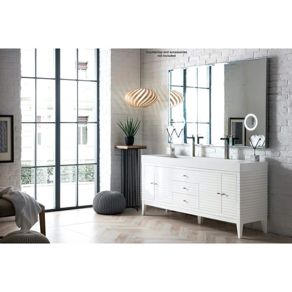 James Martin Vanities Linear 72.50 in. Double Bath Vanity Cabinet, Glossy White