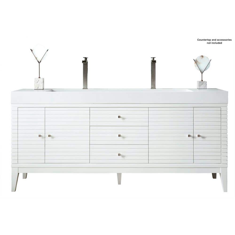 James Martin Vanities Linear 72.50 in. Double Bath Vanity Cabinet, Glossy White