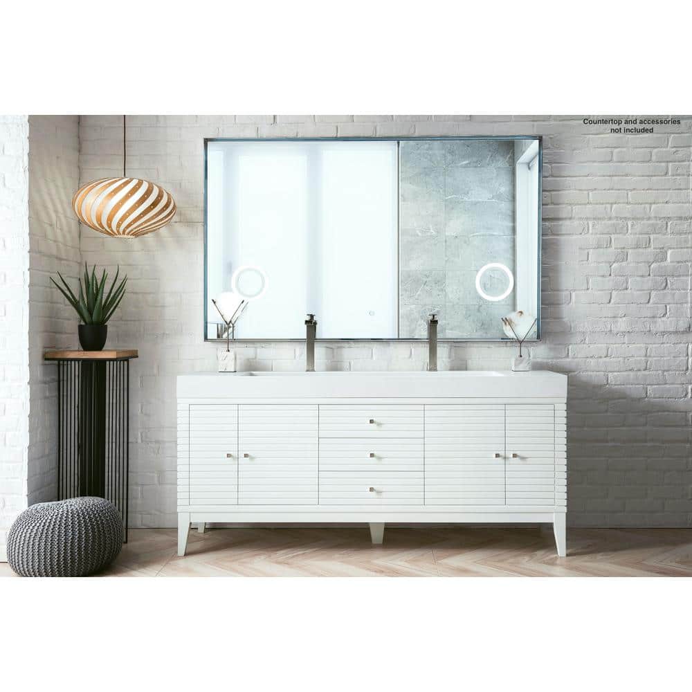 James Martin Vanities Linear 72.50 in. Double Bath Vanity Cabinet, Glossy White
