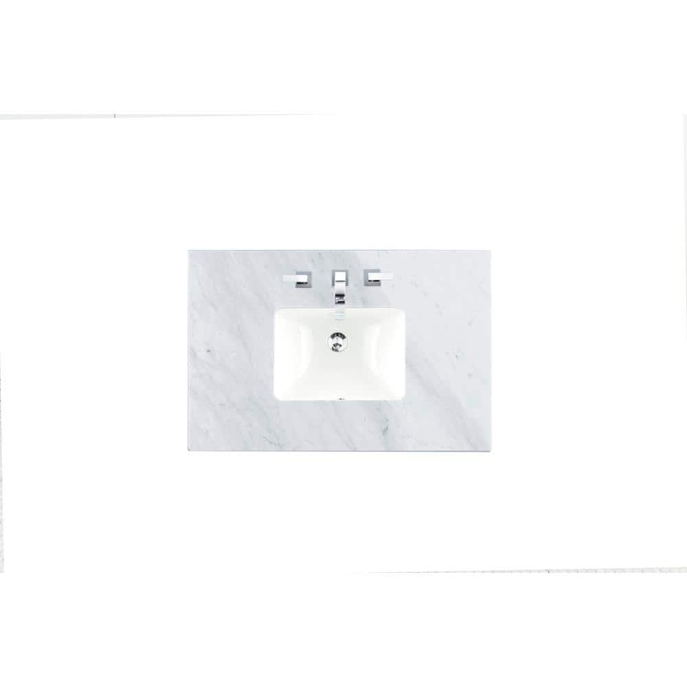 James Martin Vanities Carrara Marble Vanity Top with Porcelain Sink, 36 in.