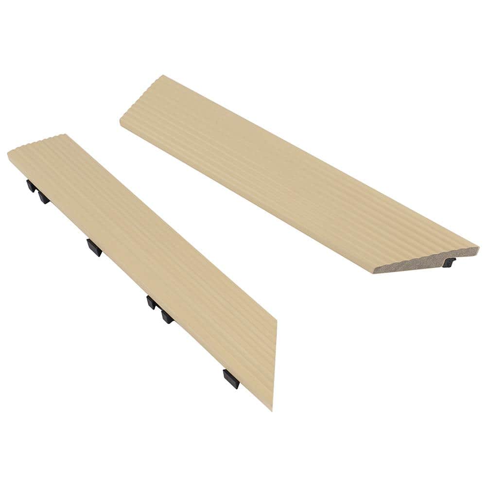 NewTechWood 1/12 ft. x 1 ft. Quick Deck Composite Deck Tile Outside Corner Trim in Japanese Cedar (2-Pieces/Box)