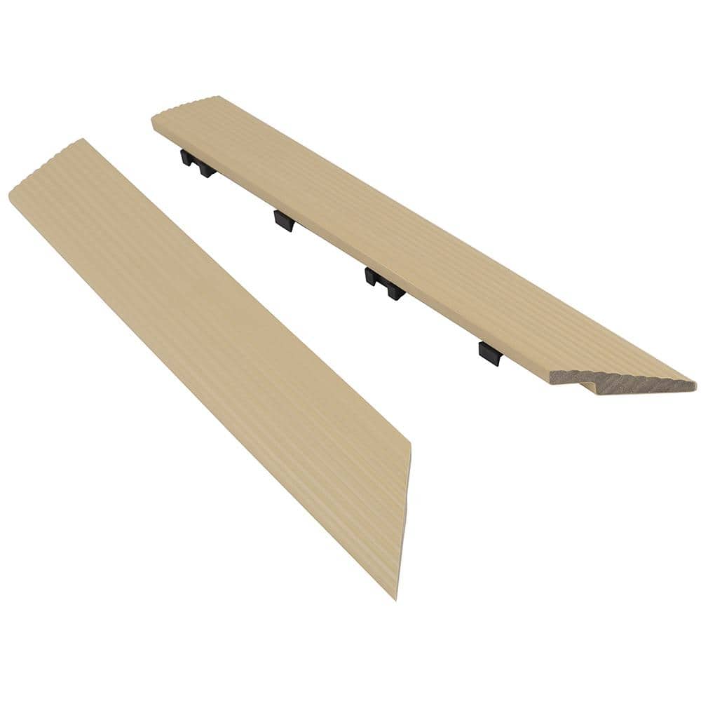 NewTechWood 1/12 ft. x 1 ft. Quick Deck Composite Deck Tile Outside Corner Trim in Japanese Cedar (2-Pieces/Box)
