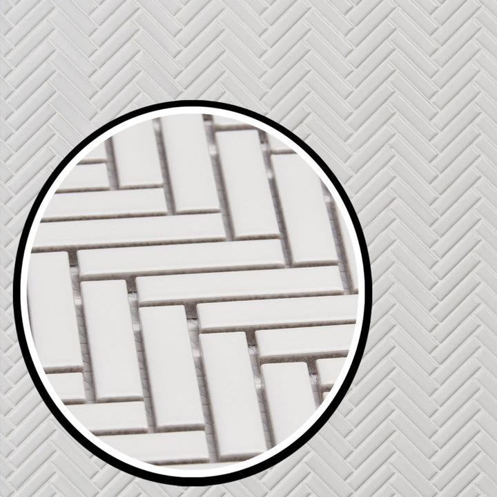 Kai White 1x2" Herringbone Matte Porcelain Mosaic Tile by Lux Tile