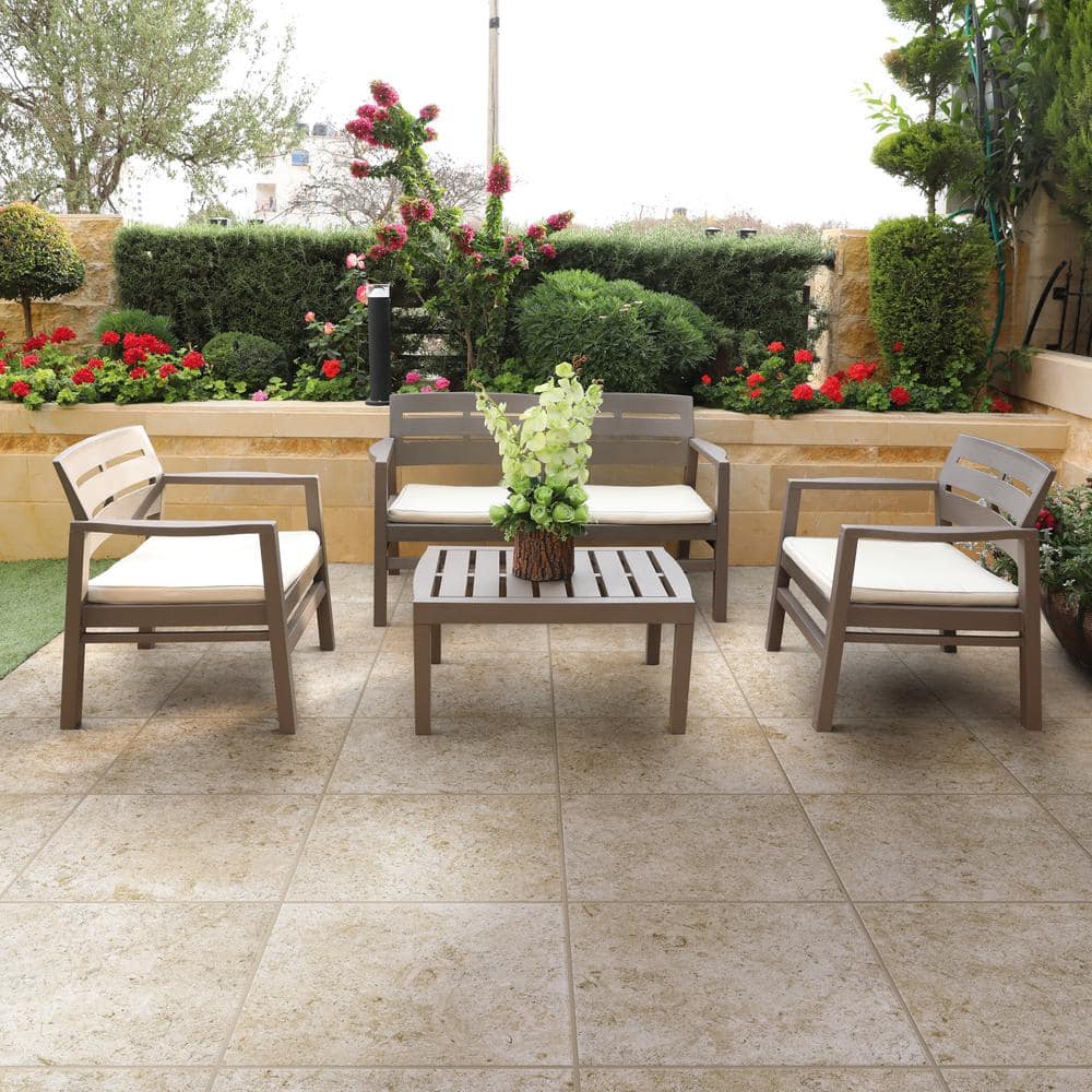 Sample – Pietra Jerusalem Beige 6 in. x 6 in. x 0.75 in. Stone-Look Porcelain Paver