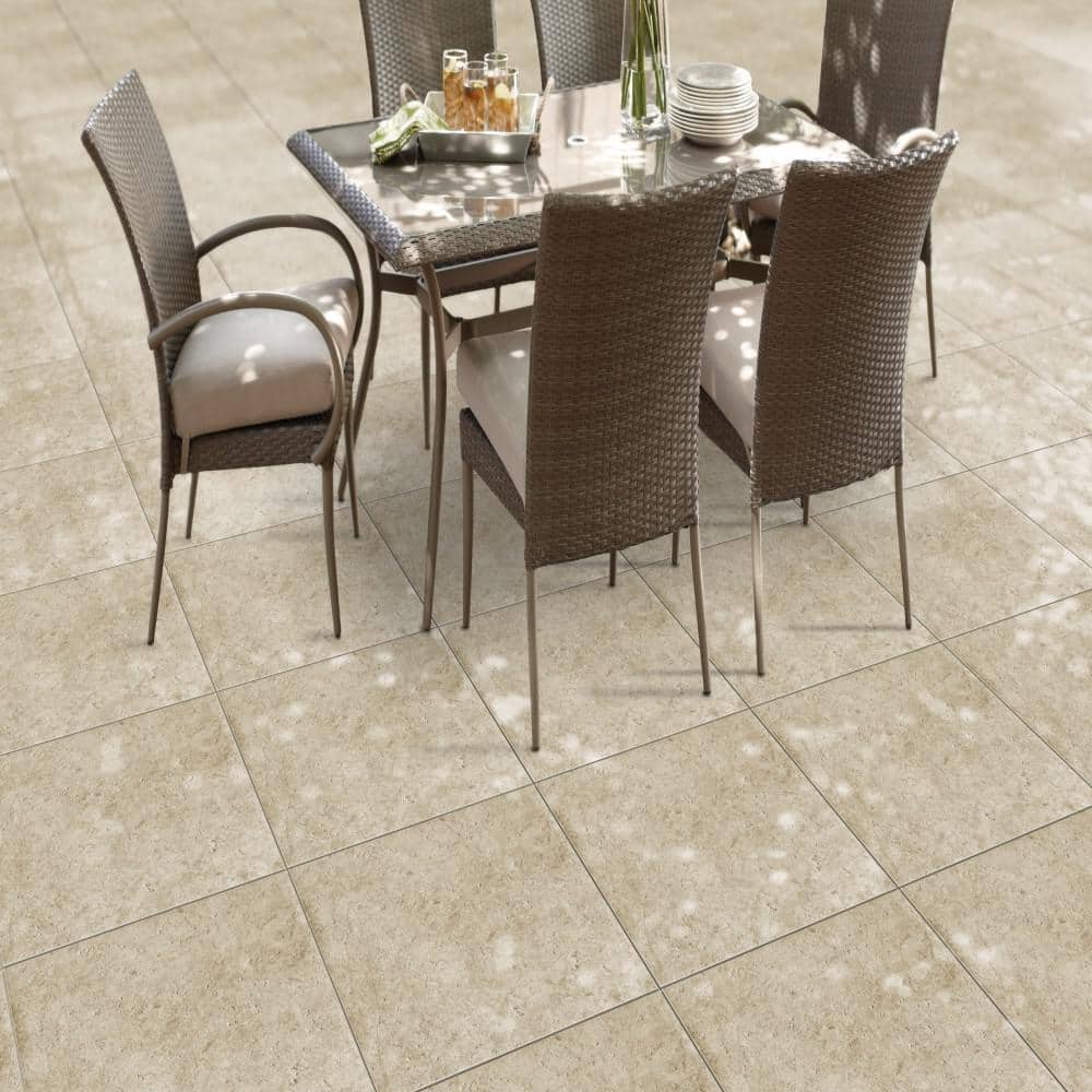 Sample – Pietra Jerusalem Beige 6 in. x 6 in. x 0.75 in. Stone-Look Porcelain Paver