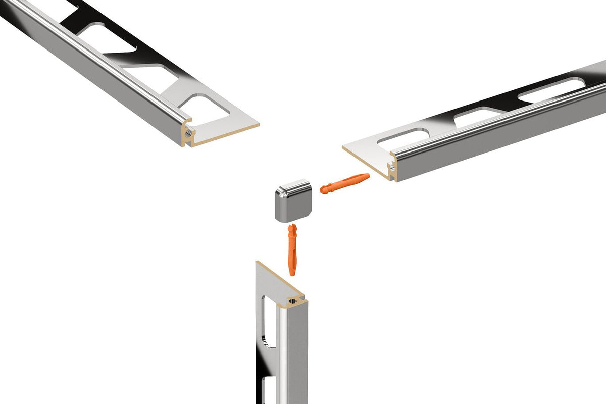 Schluter Systems JOLLY 0.375-in W x 98.5-in L Polished Chrome Anodized Aluminum L-Angle Tile Edge Trim