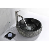 ANZZI Grahame Natural Stone Bathroom Vessel Sink, Mandy Black, 16.5 in. Dia x 5.5 in.