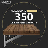 ANZZI Goreme 24 in. Wall Mounted Teak Shower Seat, ADA Compliant, 350 lb Capacity