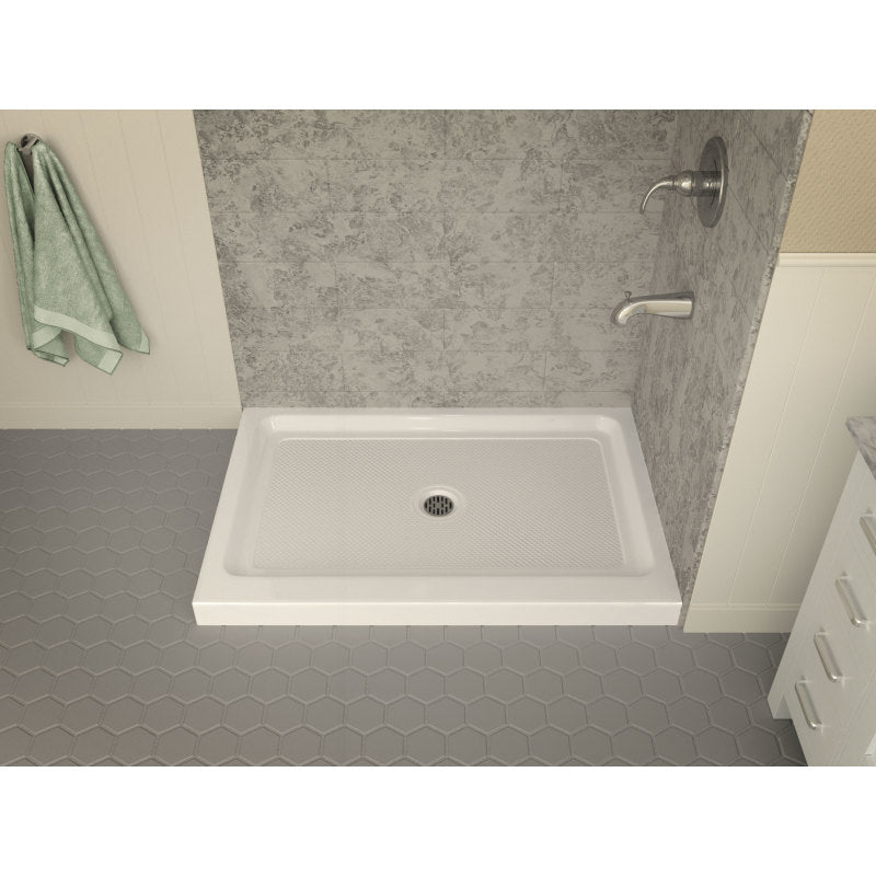 ANZZI Port 36 in. x 48 in. Double Threshold Shower Base in Glossy White