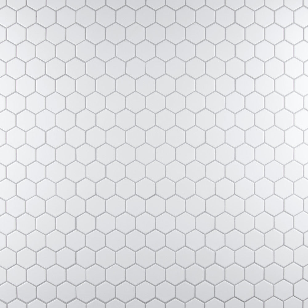 Merola Tile Metro Hex 2" Glossy White Porcelain Mosaic, 11-1/8 in. x 12-5/8 in. Sheet (9.64 sq. ft. per Case)