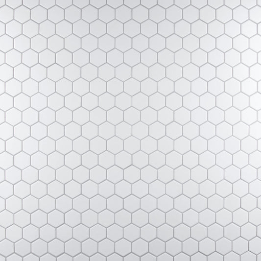 Merola Tile Metro Hex 2" Glossy White Porcelain Mosaic, 11-1/8 in. x 12-5/8 in. Sheet (9.64 sq. ft. per Case)
