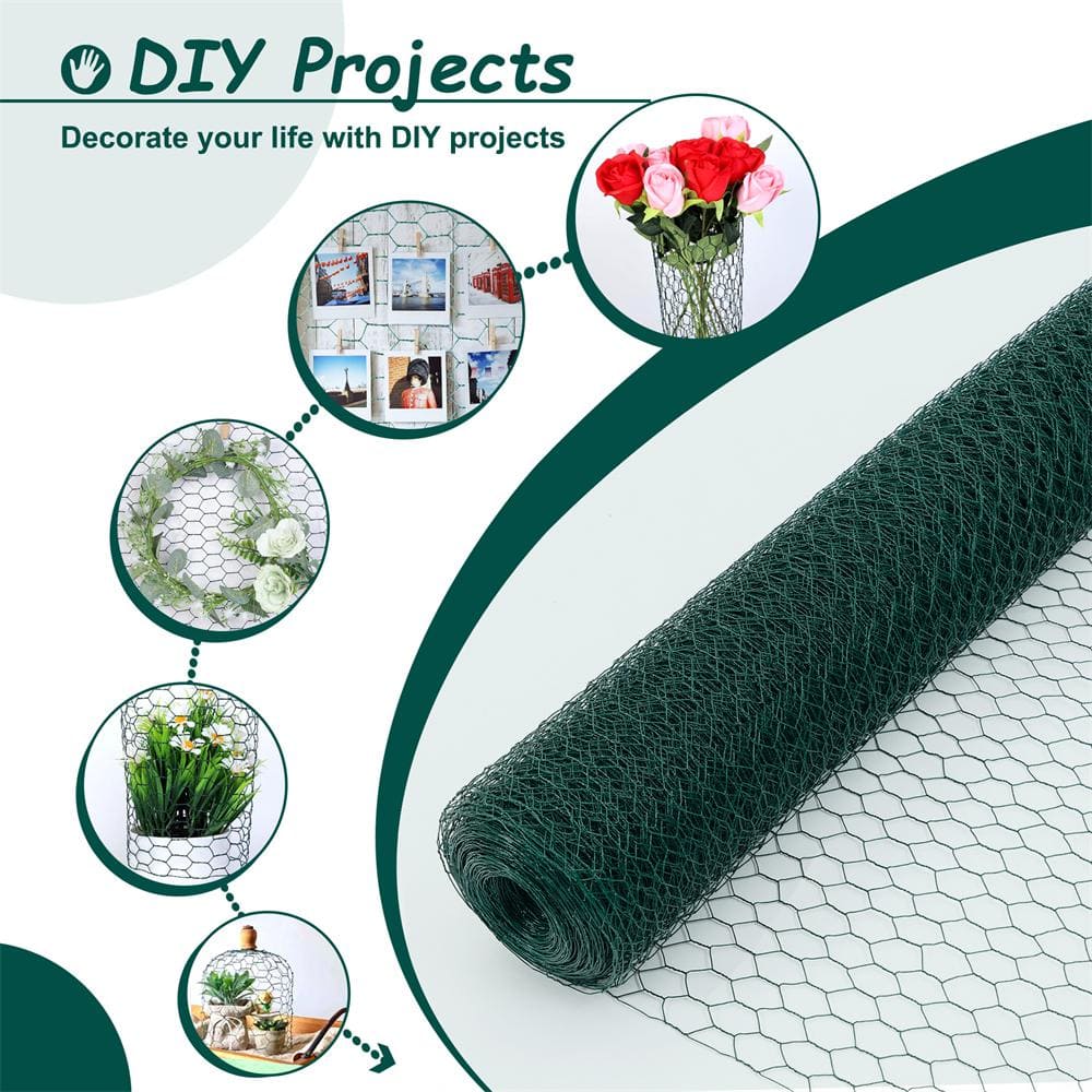 Kahomvis 1/4 in. W. x 3.6 ft. x 197 ft. Outdoor Anti-Rust Chicken Wire Poultry Net Green Galvanized Metal Fence Hardware Cloth