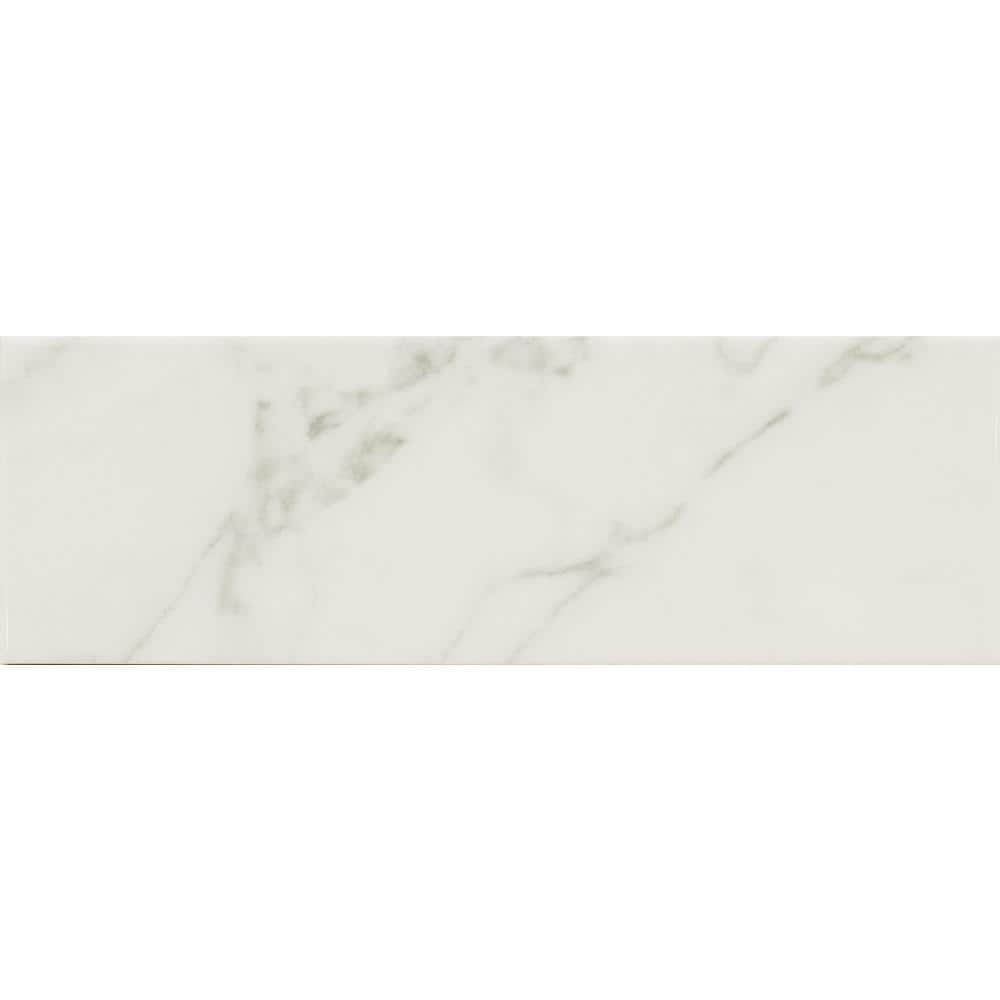 Kalypso Monet 4 in. x 12 in. Glossy Ceramic White Subway Wall Tile (10.76 sq. ft./Case) by MSI