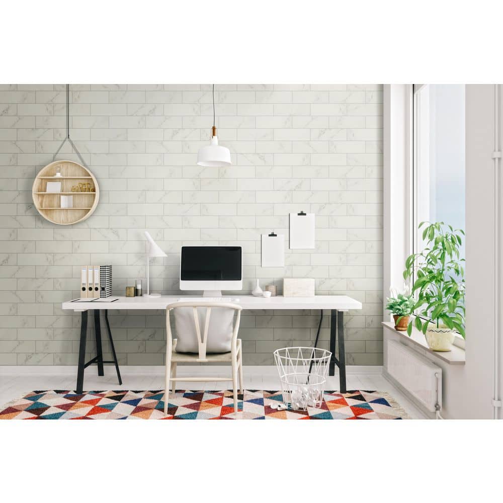 Kalypso Monet 4 in. x 12 in. Glossy Ceramic White Subway Wall Tile (10.76 sq. ft./Case) by MSI