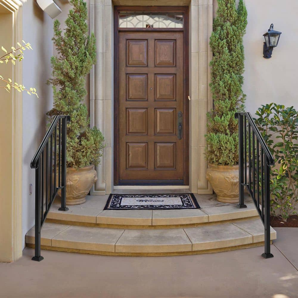 Karl home Transitional Handrail Stair Railing Fits 2-Step Iron Rail Kit