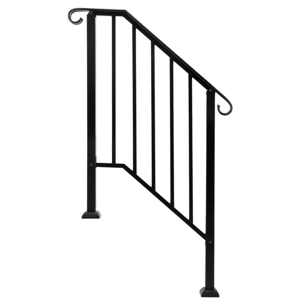 Karl home Transitional Handrail Stair Railing Fits 2-Step Iron Rail Kit