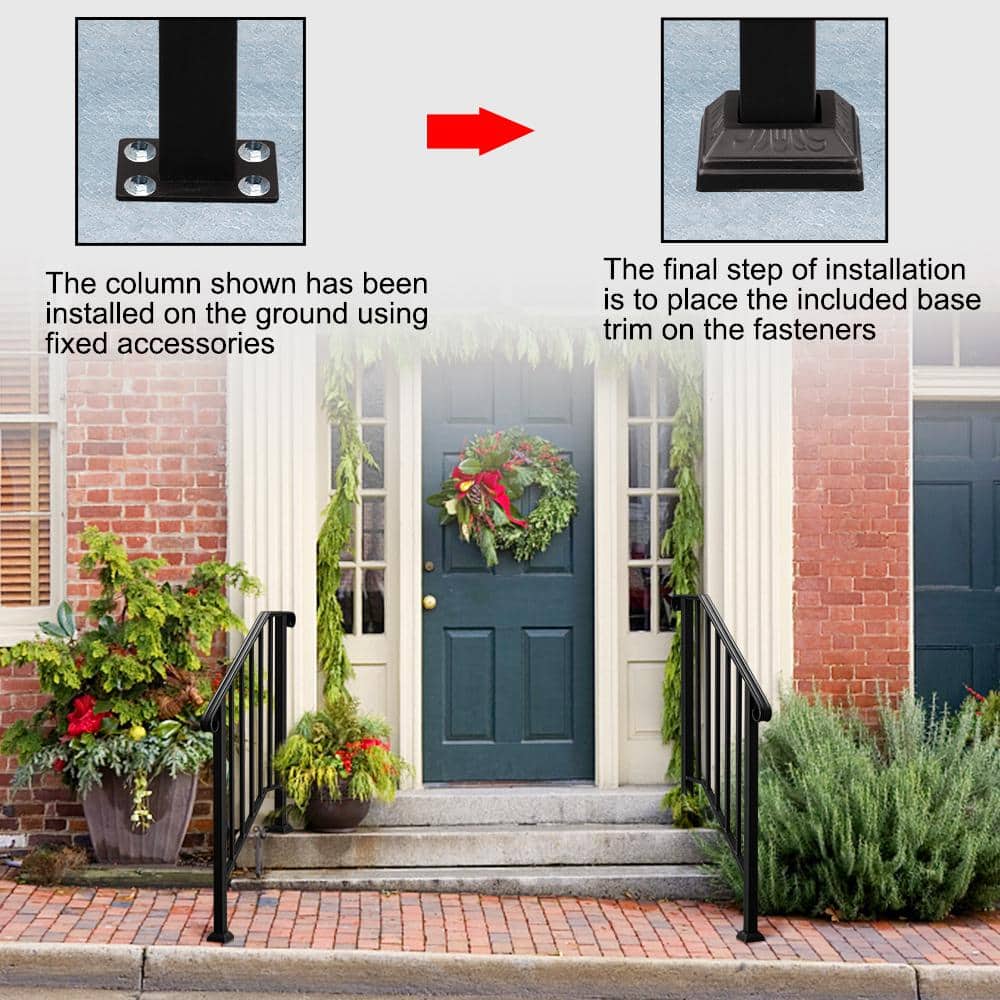 Karl home Transitional Handrail Stair Railing Fits 2-Step Iron Rail Kit