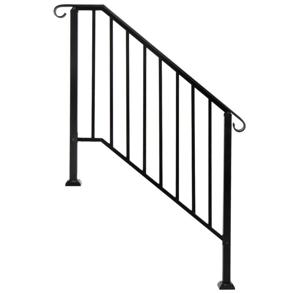 Karl home Transitional Handrail Stair Railing Fits 3-Step Iron Rail Kit