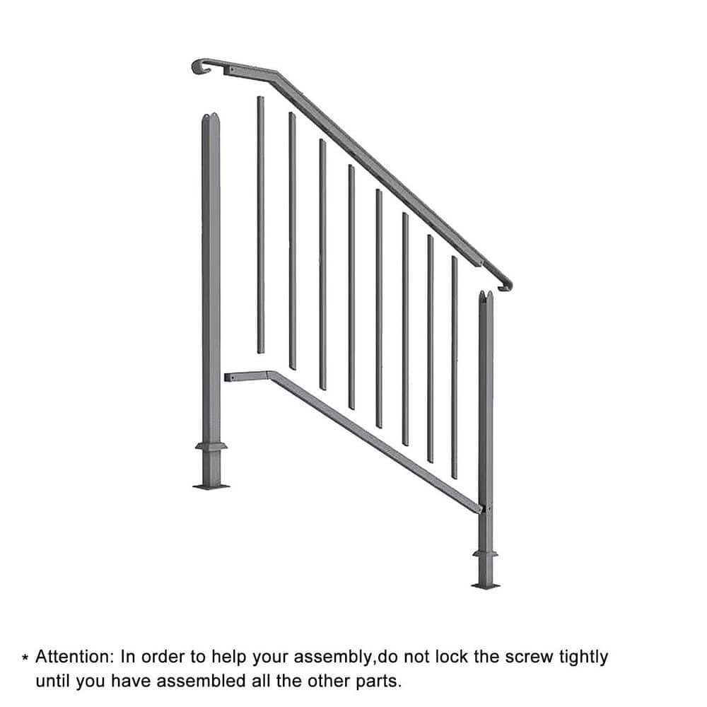 Karl home Transitional Handrail Stair Railing Fits 3-Step Iron Rail Kit