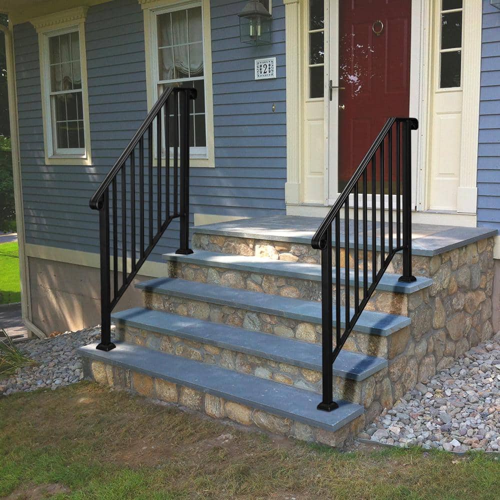 Karl home Transitional Handrail Stair Railing Fits 3-Step Iron Rail Kit