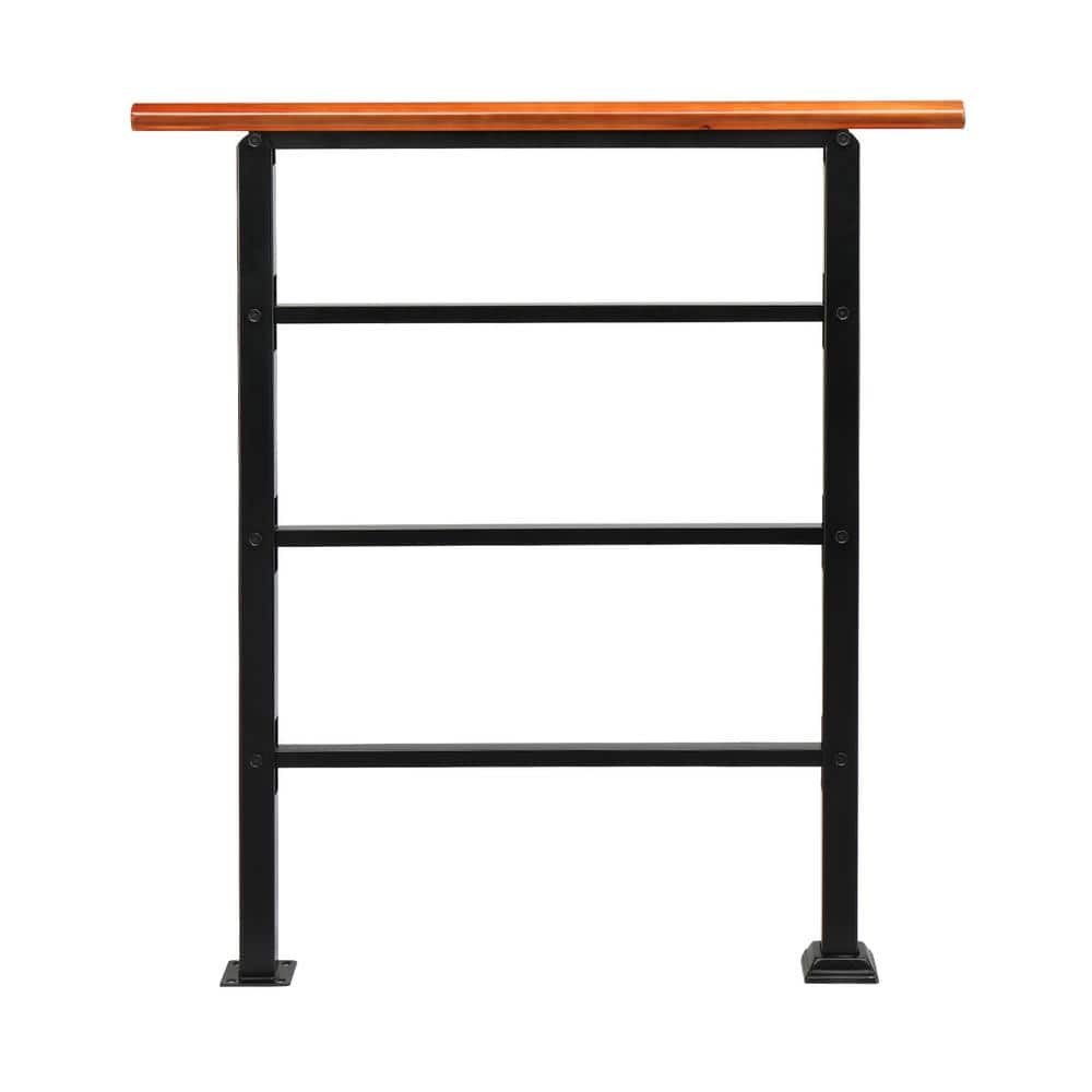 Karl home 36.6 in. H x 39 in. W Adjustable Wood Metal Stair Railing Kit in Black