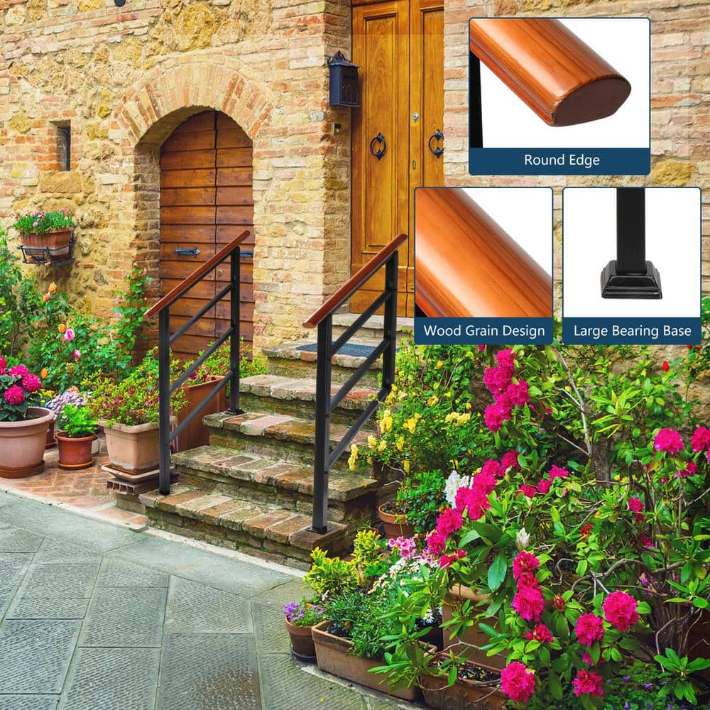 Karl home 36.6 in. H x 39 in. W Adjustable Wood Metal Stair Railing Kit in Black
