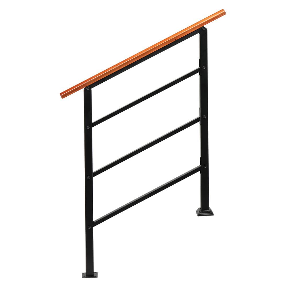 Karl home 36.6 in. H x 39 in. W Adjustable Wood Metal Stair Railing Kit in Black