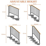Karl home 64.6 in. x 46.5 in. Black Iron Wood Baluster Railing Kit