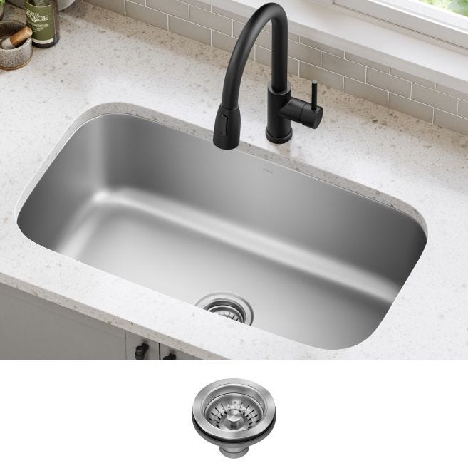 KRAUS Premier Undermount Stainless Steel 31 1/2 in. Single Bowl Kitchen Sink (KBU14)