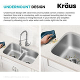 KRAUS Premier Undermount Stainless Steel 32 in. 50/50 Double Bowl Kitchen Sink