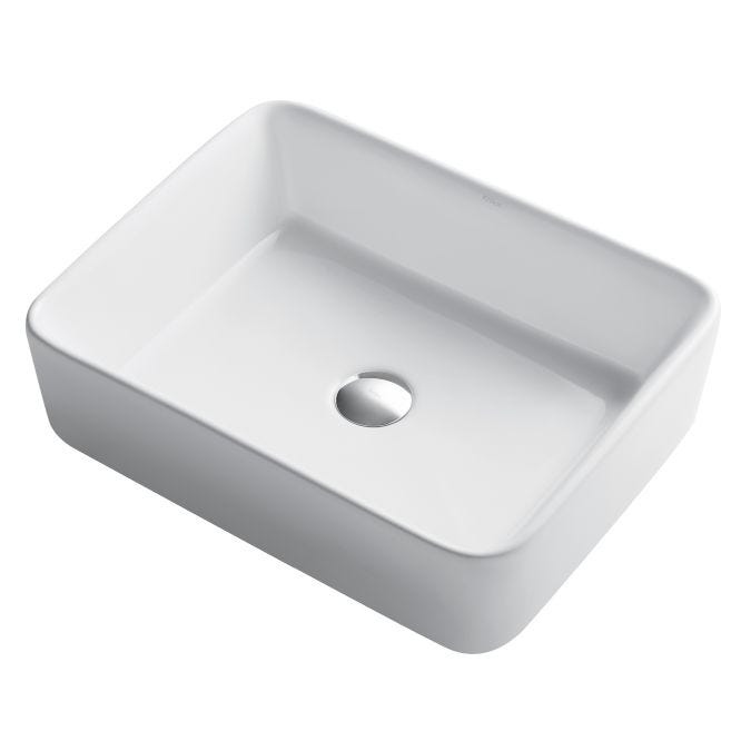 KRAUS Rectangular Ceramic Vessel Bathroom Sink in White, 19 1/4 in.