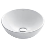 KRAUS Elavo Small Round Ceramic Vessel Bathroom Sink in White, 13-3/4 in.