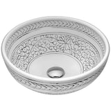 ANZZI Cadence Series 16.1 in. Round Bathroom Vessel Sink, Décor White, Tempered Deco-Glass