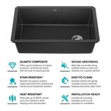KRAUS Undermount Granite Composite 32 in. Single Basin Kitchen Sink Kit in Black