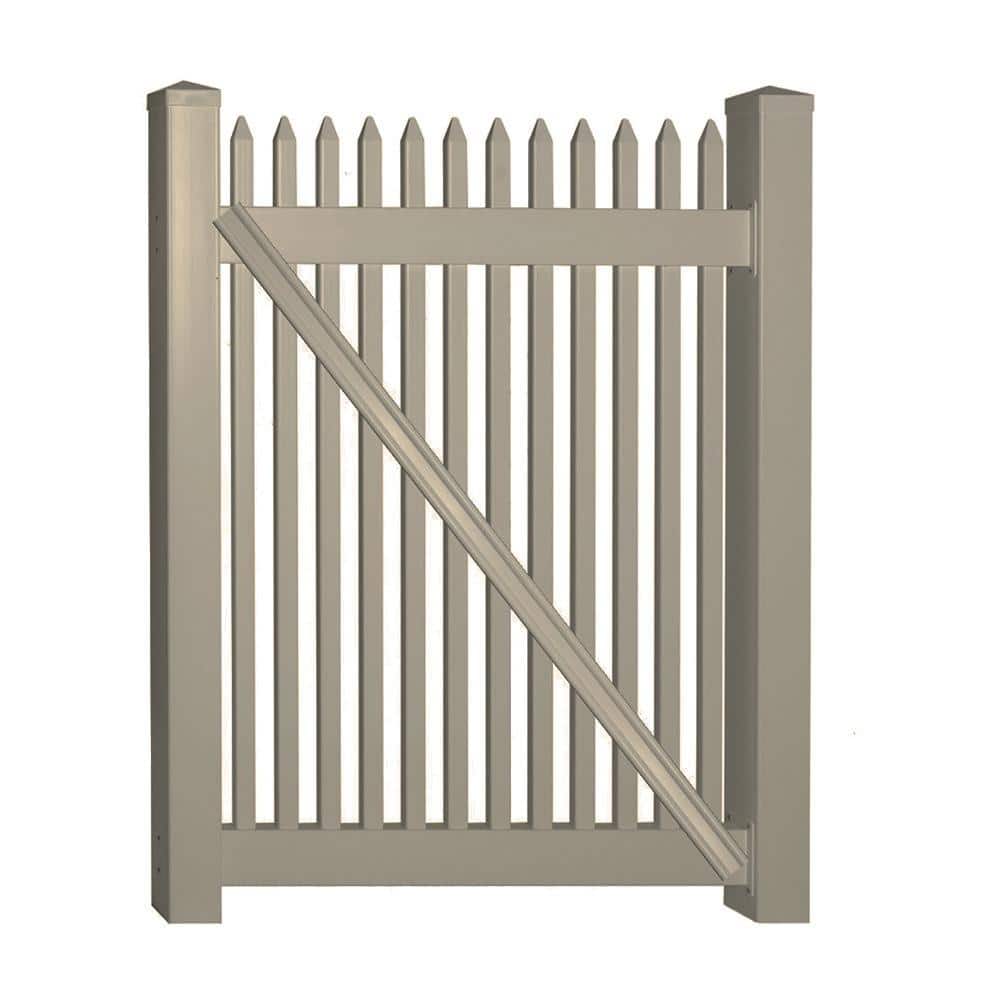 Weatherables Hartford 4 ft. W x 5 ft. H Khaki Vinyl Picket Fence Gate
