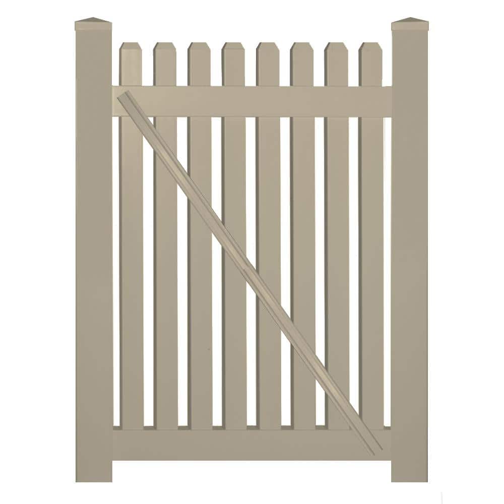 Weatherables Provincetown 4 ft. W x 4 ft. H Khaki Vinyl Picket Fence Gate Kit