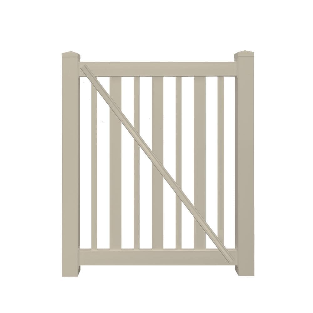 Weatherables Atlantis 4.5 ft. W x 4 ft. H Khaki Vinyl Pool Fence Gate
