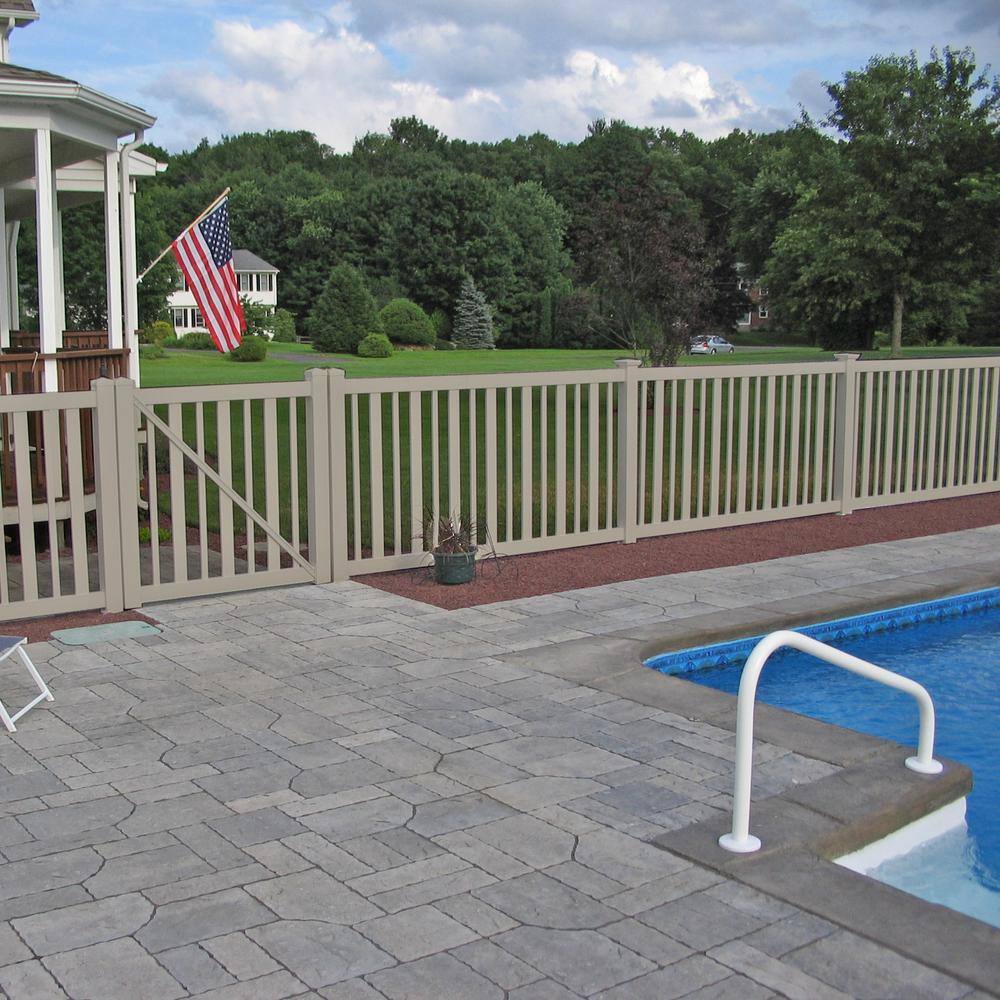 Weatherables Atlantis 4.5 ft. W x 4 ft. H Khaki Vinyl Pool Fence Gate