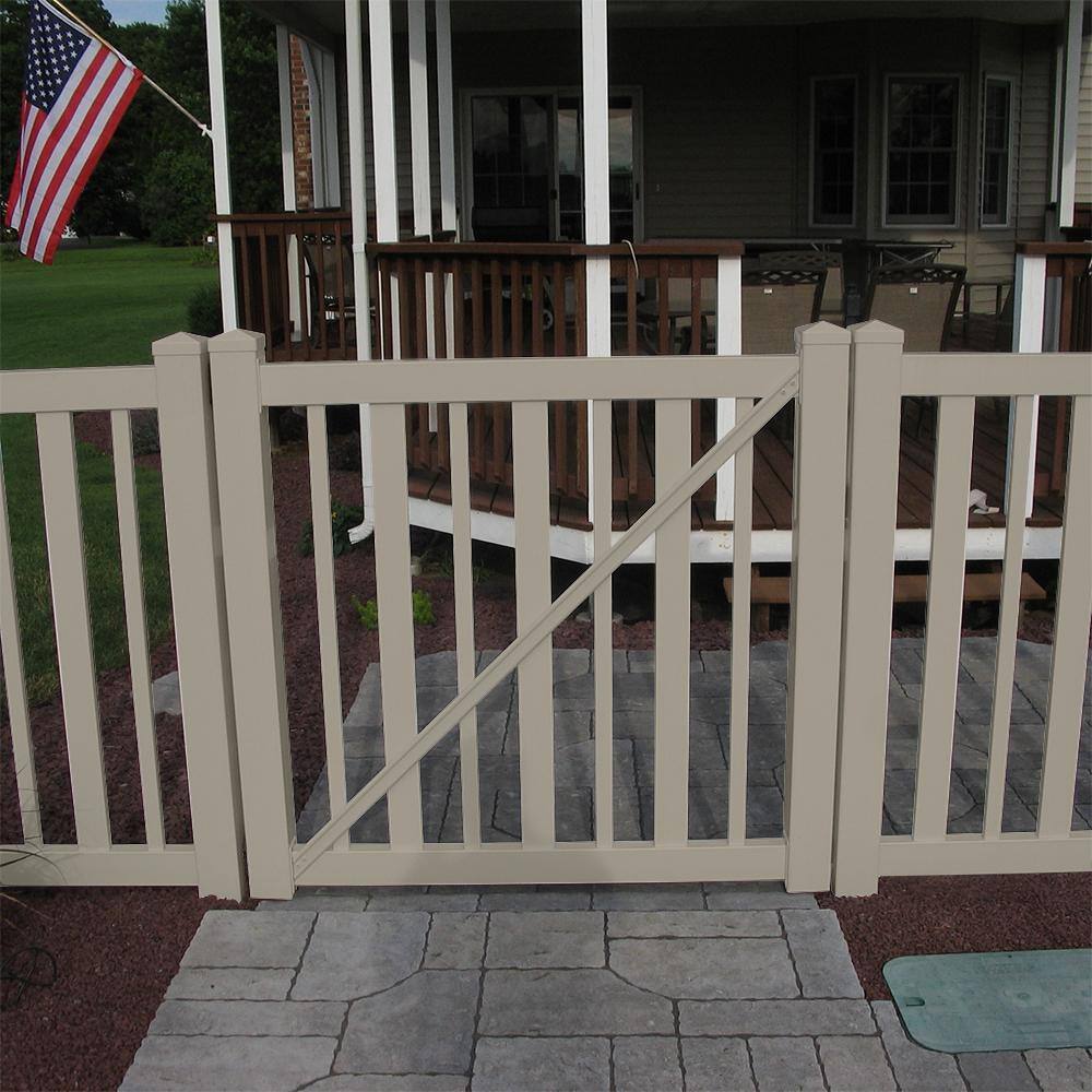 Weatherables Atlantis 4.5 ft. W x 4 ft. H Khaki Vinyl Pool Fence Gate