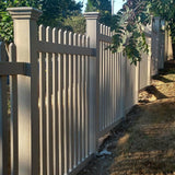 Weatherables Chelsea 4 ft. H x 8 ft. W Khaki Vinyl Picket Fence Panel Kit