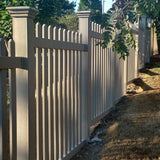 Weatherables Chelsea 4 ft. H x 8 ft. W Khaki Vinyl Picket Fence Panel Kit