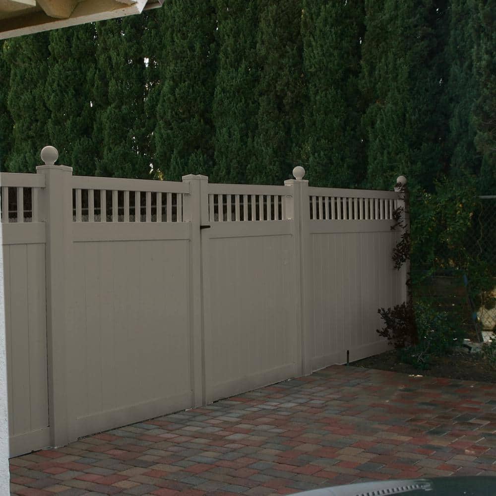 Weatherables Mason 6 ft. H x 8 ft. W Khaki Vinyl Privacy Fence Panel Kit